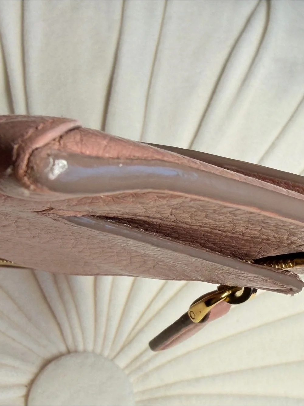 Prada Rose Pink Pebbled Leather Envelope Clutch with Gold Logo